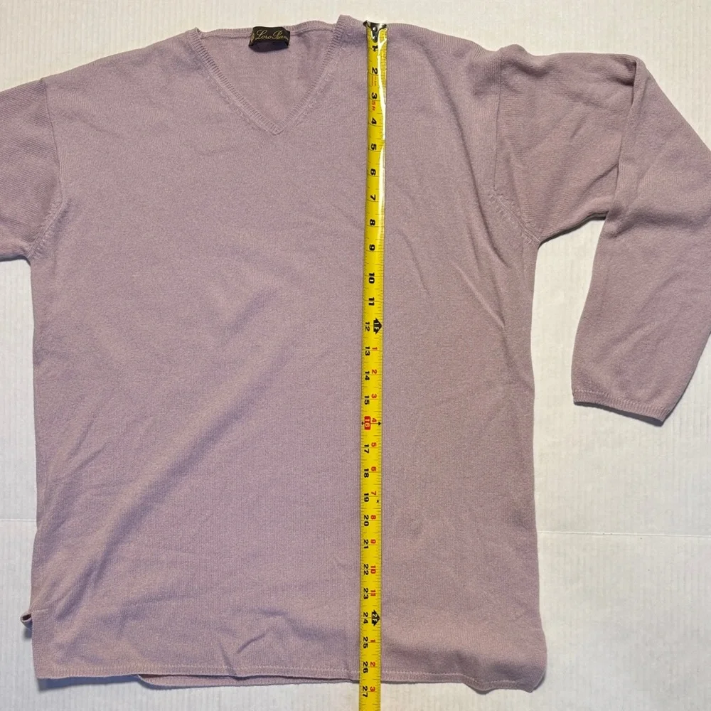 LORO PIANA 100% Cashmere Dusty Light Mauve V-Neck Long Sleeve Sweater 46 US 10 - Picture 6 of 10